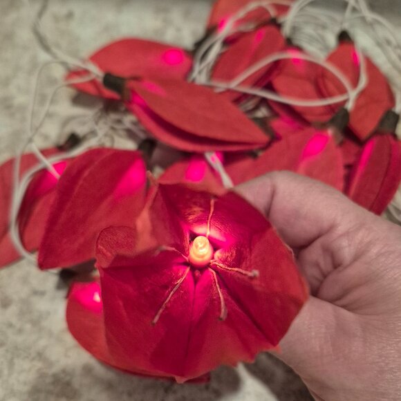 Paper Flowers Patio Light String - Picture 1 of 3